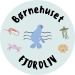 Børnehuset Fjordliv logo. Består af en sæl, krabbe, reje, gople og en musling